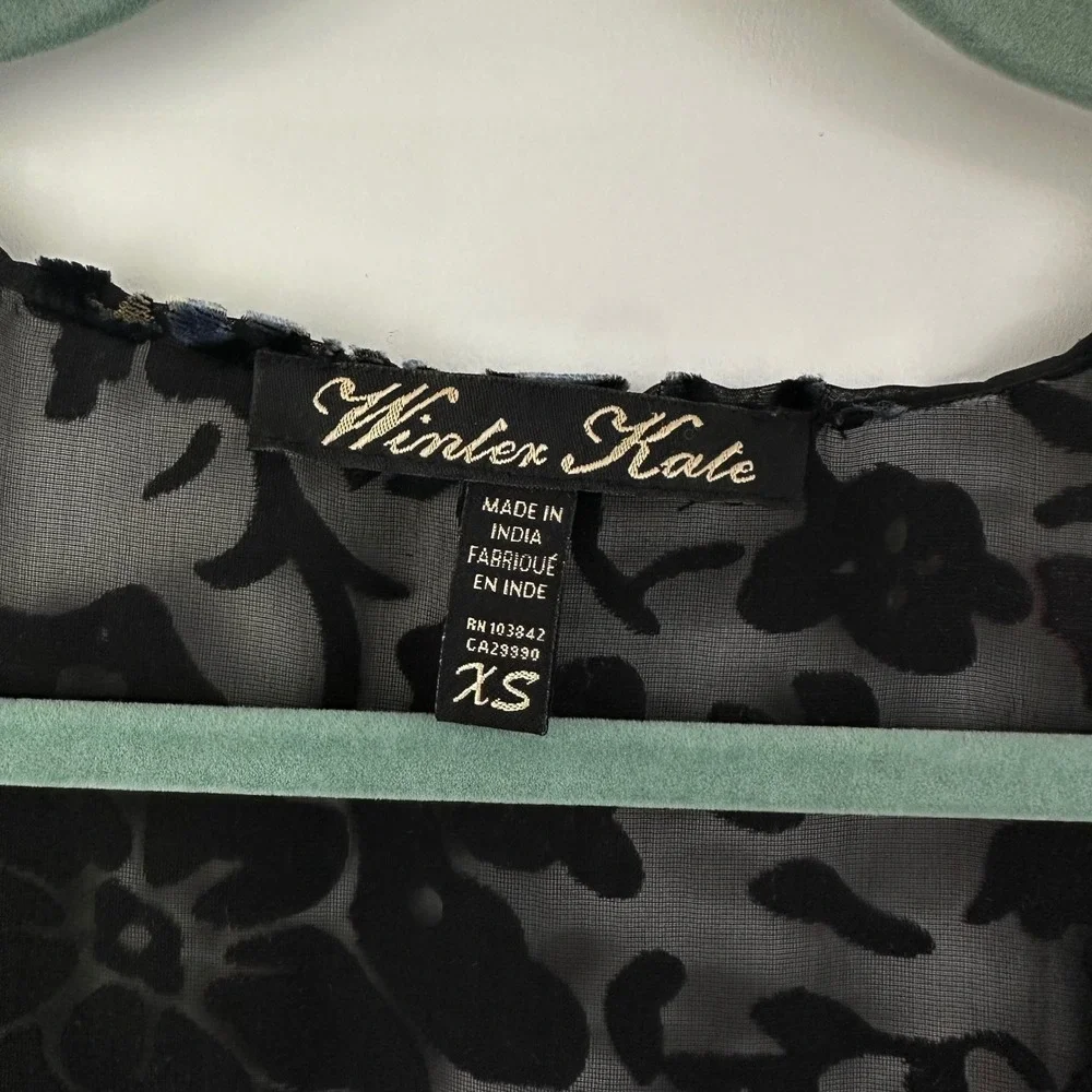 Winter Kate‎ Kimono Topper Floral Velvet Burnout Bohemian kimono silk XS